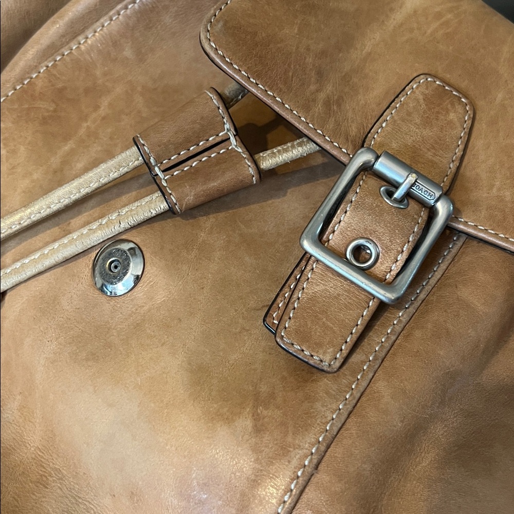Vintage Coach Leather Buckle Backpack Bag - Picture 2 of 16